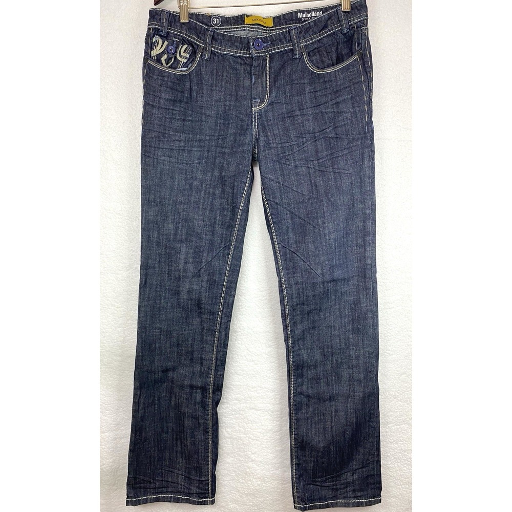 Mek Denim Mulholland Straight Leg Jeans Mens 31 Dark Wash Contrast Stitch Y2K‎